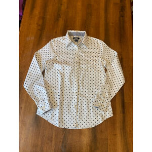 Chaps button down Small White with Navy Polka Dots